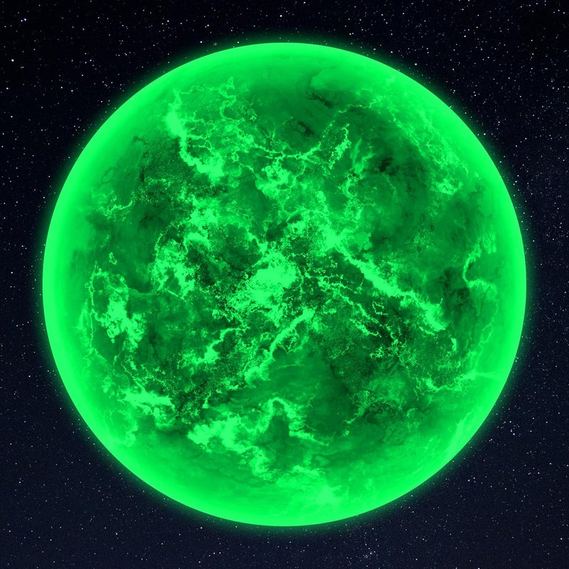 Robmoda Glow in The Dark Sun for Ceiling, Luminous Planet Wall Sticker, Kids Bedroom Wall Decal, Sticky Fluorescence Sun, Gift for Boys and Girls (Green) - Image 1